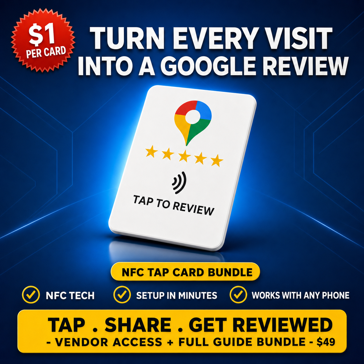 Nfc Google Review Card $1 Vendor + Beginner Step by Step - Guide